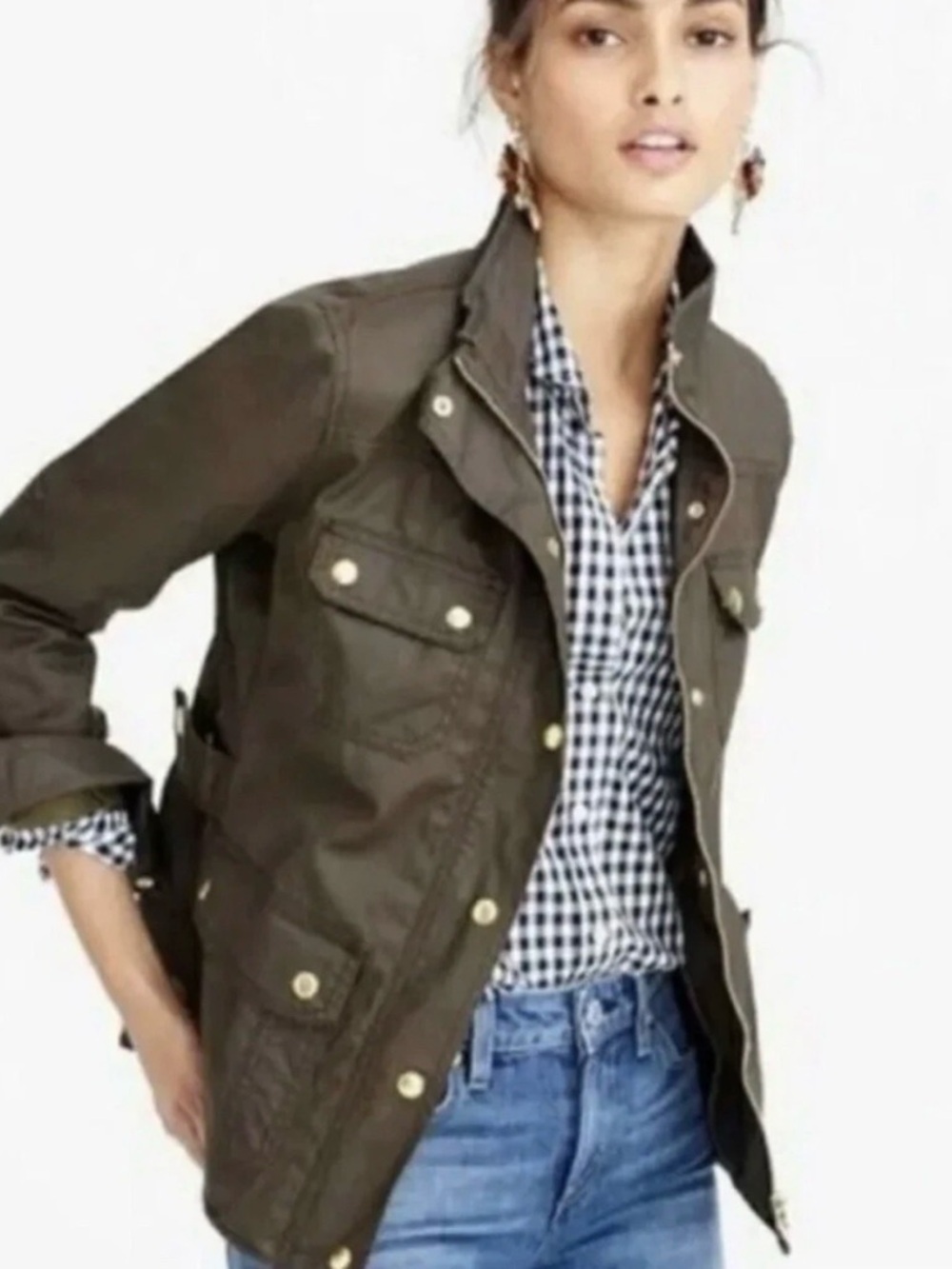 Women’s Olive Waxed coated JCrew Utility Field Jacket New without Tags